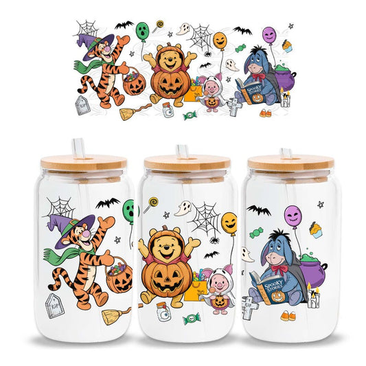 UV-DTF Cup Wrap Stickers | Halloween Winnie the Poohh, Tiggerr, Piglett & Eeyoree