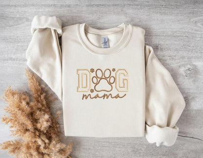 Dog Mama Paw Print Embroidered Crewneck