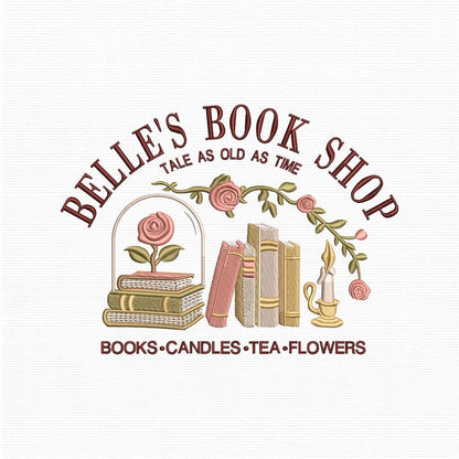 Embroidered Crew Neck – Belle’s Book Shop “Tale as Old as Time
