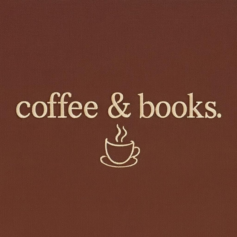 Embroidered Crew Neck – Coffee & Books Minimalist Aesthetic