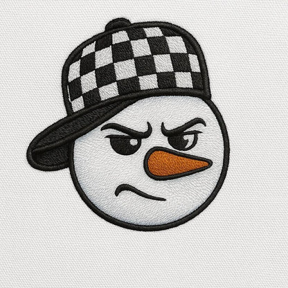 Embroidered Cool Snowman Crewneck with Checker Hat