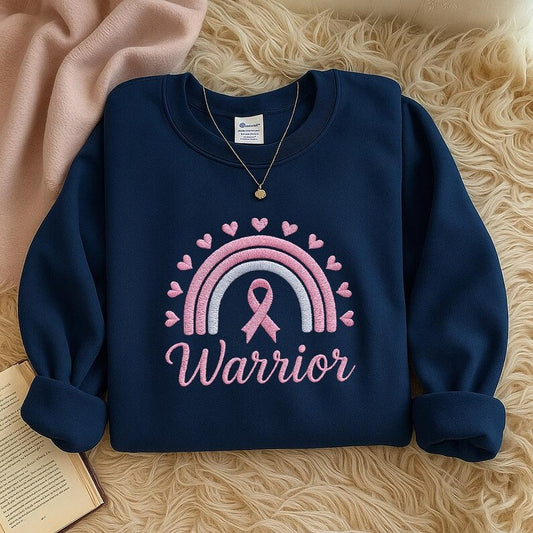 Breast Cancer Awareness Embroidered “Warrior” Sweatshirt