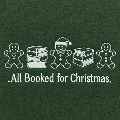Embroidered Crew Neck All Booked for Christmas Gingerbread & Books