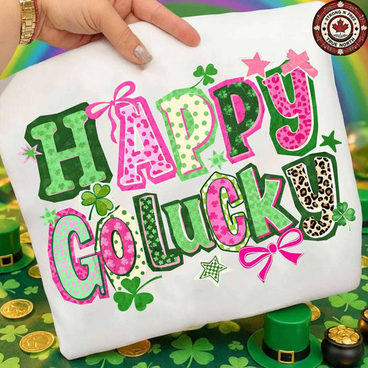 DTF Transfer Happy Go Lucky St. Patrick’s Day Shamrock