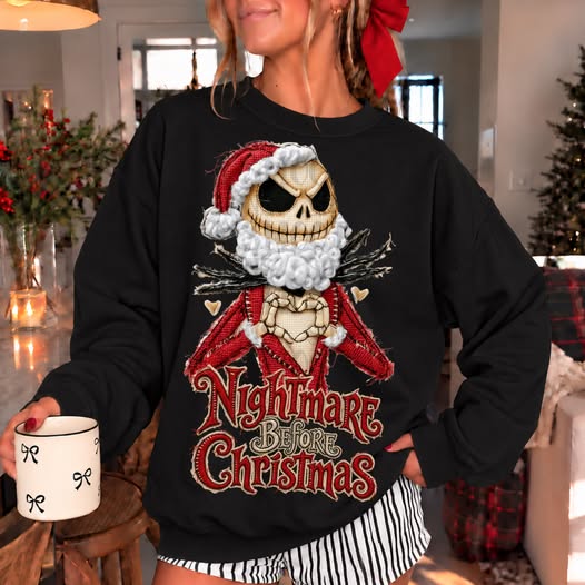 Jackk Skellingtonn Santa Christmas DTF transfer mockup; sweatshirt not included