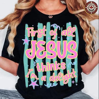 Funny Christian faith DTF transfer on black shirt