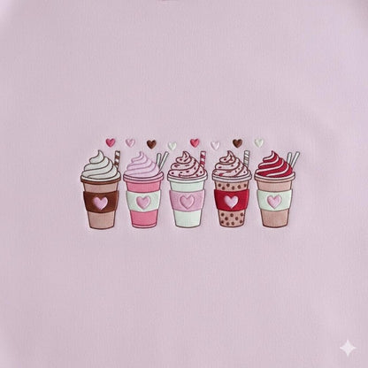 Embroidered Valentine Coffee Cup Crewneck