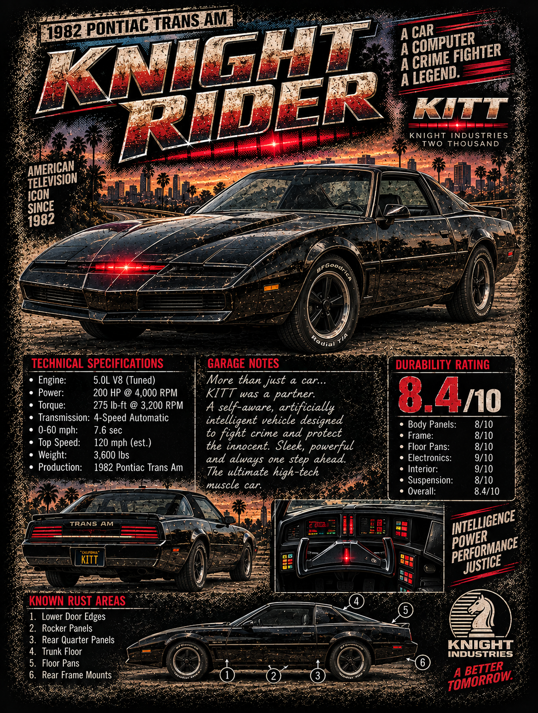 Knight Rider KITT - Vintage Magazine Cover - Full Version - DTF transfer - Prints best on darks