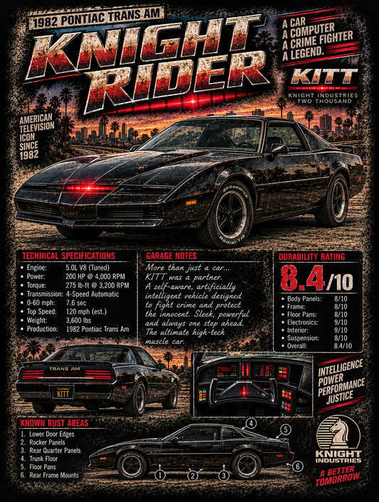 Knight Rider KITT - Vintage Magazine Cover - Full Version - printed halftone garment - Prints best on darks