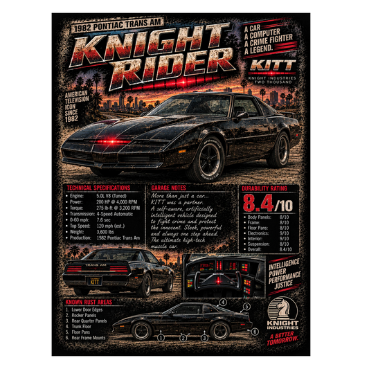 Knight Rider KITT - Vintage Magazine Cover - Inset Version - printed halftone garment - Prints best on darks