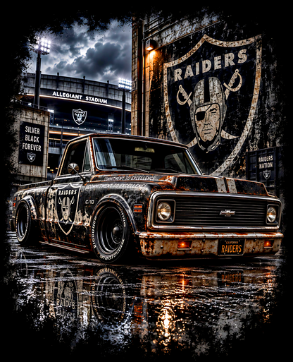DTF Transfer Halftone - Las Vegas Raiders Chevrolet C10 Pickup Truck