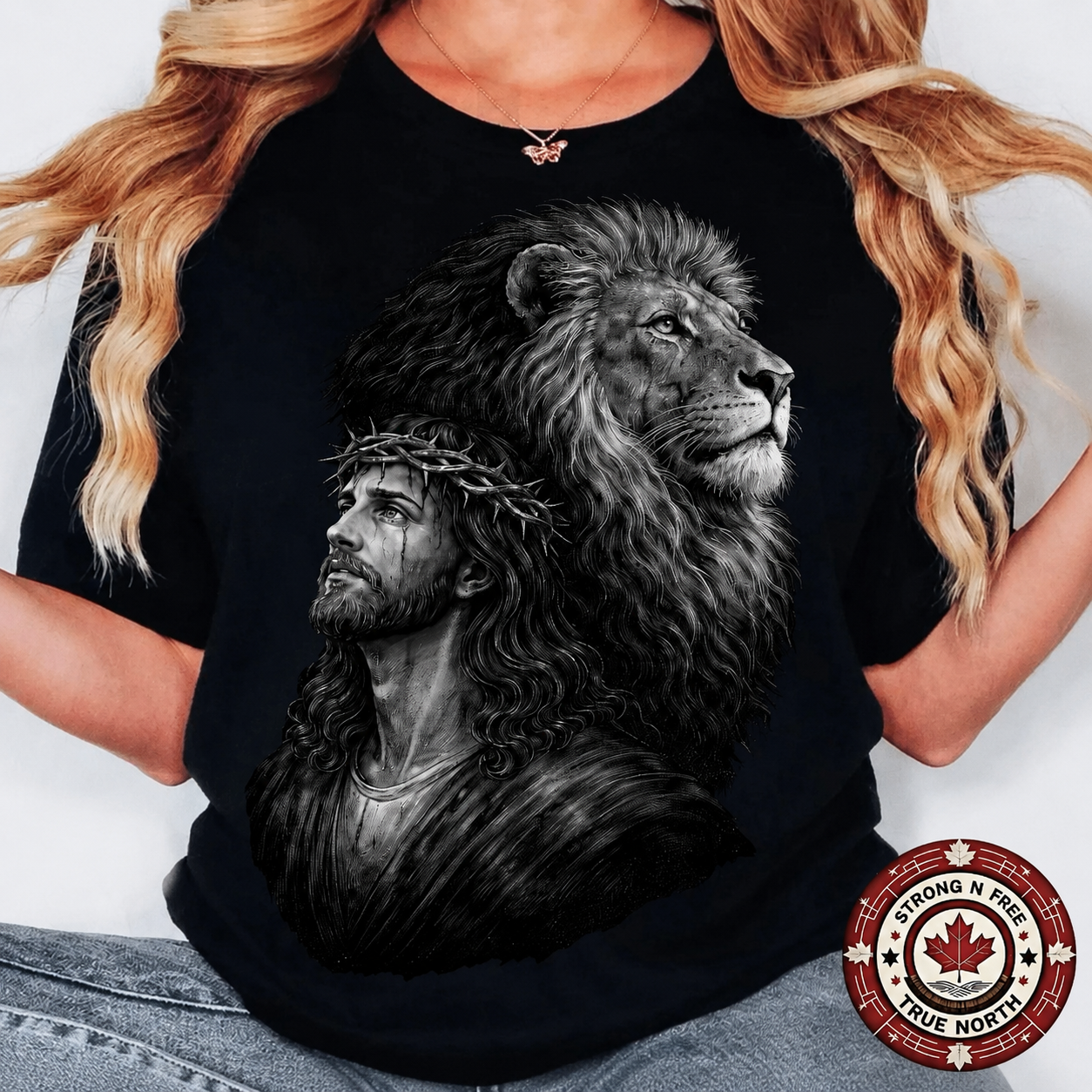 Christian lion and Jesus faith DTF transfer apparel preview