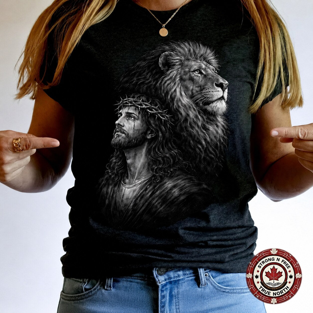 Christian faith lion and Jesus DTF transfer apparel mockup