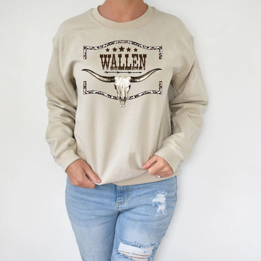 Country Bull Head Music Wallen T-shirt Tee Sweatshirt - Mens Clothing