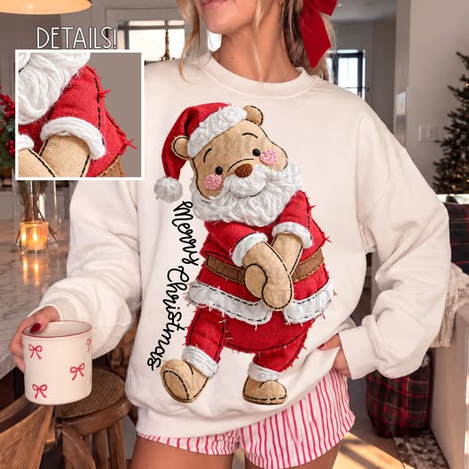 Merry Christmas Santa bear DTF transfer mockup; sweatshirt not included