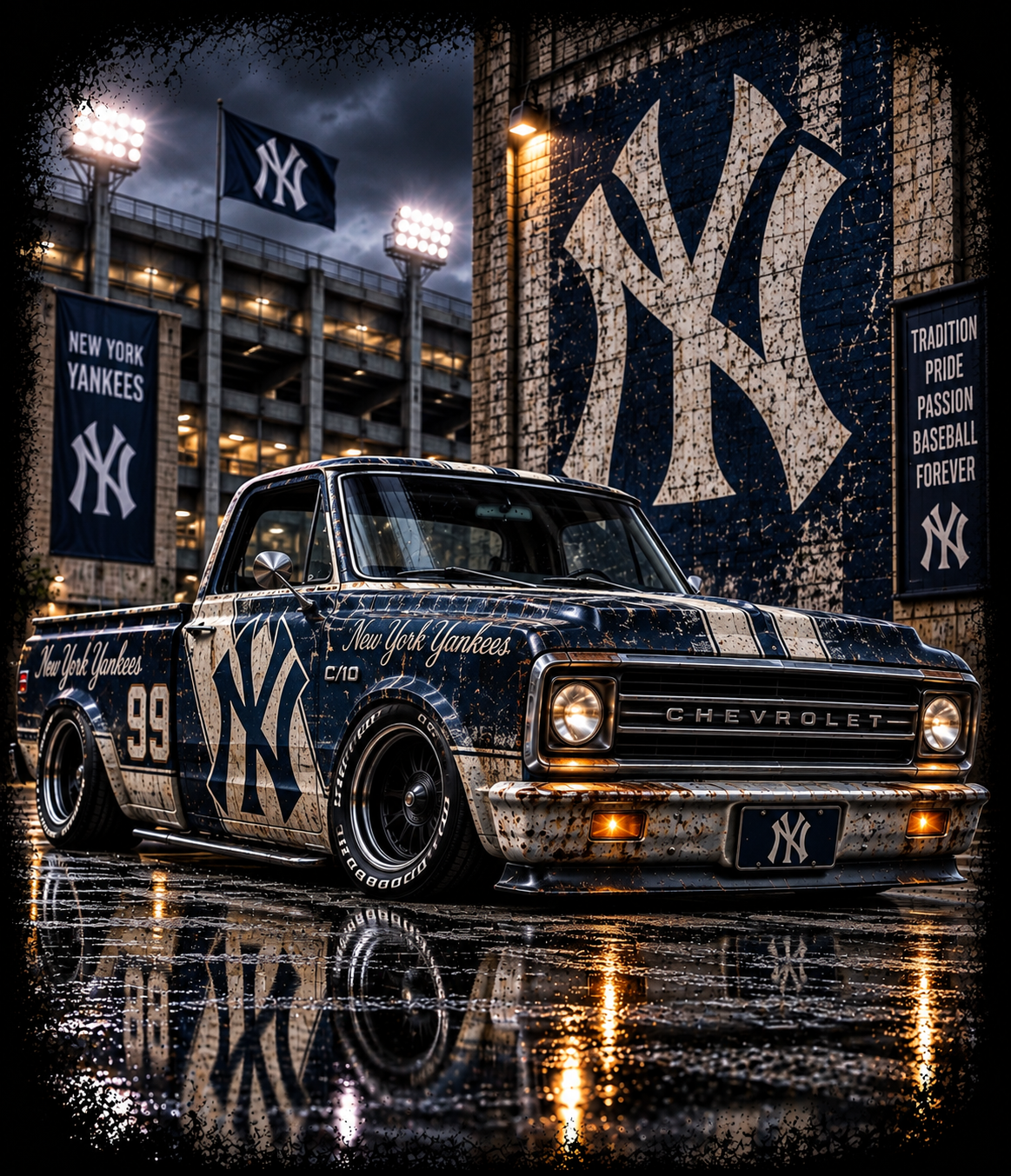 New York Yankees Chevrolet Pickup Truck - Prints best on darks