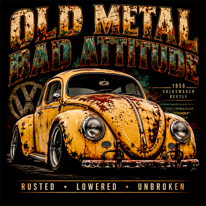 DTF Transfer Halftone - Old Metal Bad Attitude 1956 Volkswagen Beetle