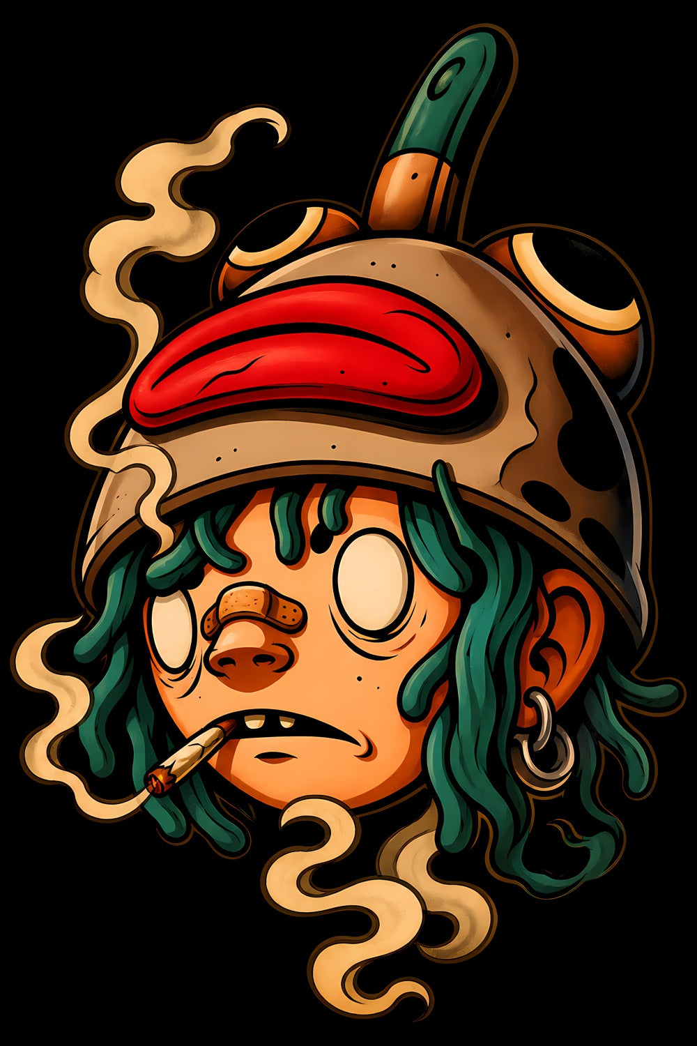 Fish Hat Rebel old school tattoo halftone DTF transfer artwork
