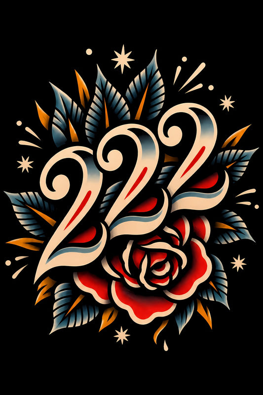 222 Roses old school tattoo halftone DTF transfer artwork