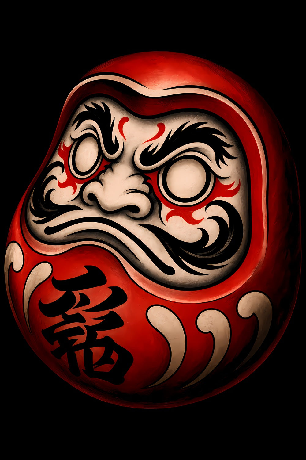 Red Daruma Doll old school tattoo halftone DTF transfer artwork