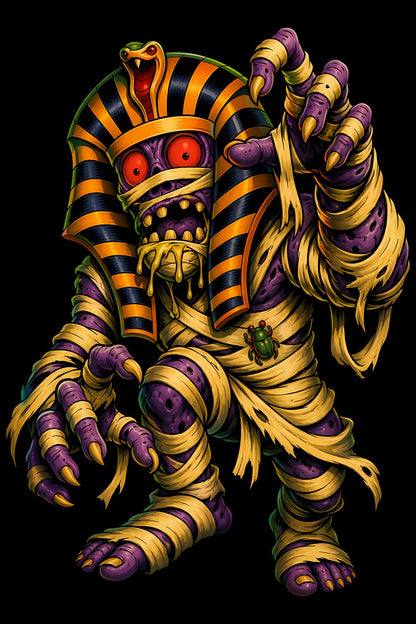 Pharaoh Mummy old school tattoo halftone DTF transfer artwork