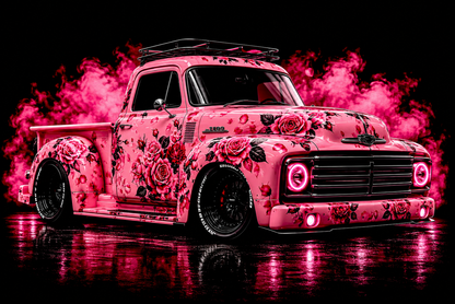 Pink Floral Chevrolet 3100 Pickup Truck