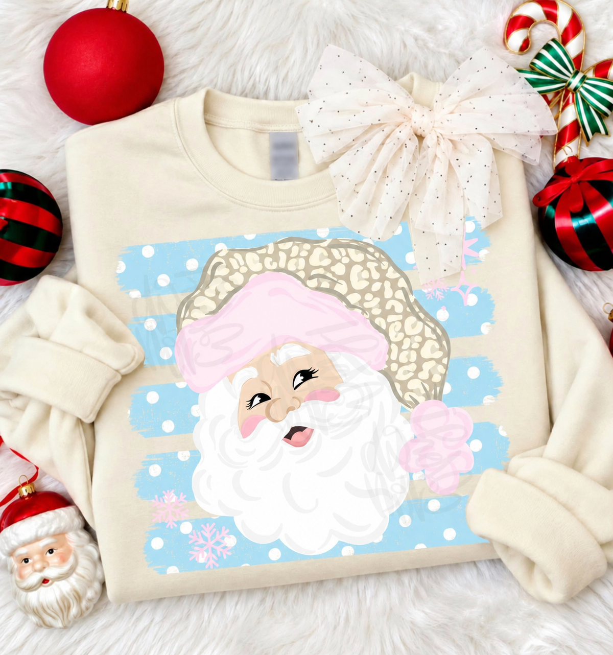 Pink Leopard Santa Face printed garment design preview