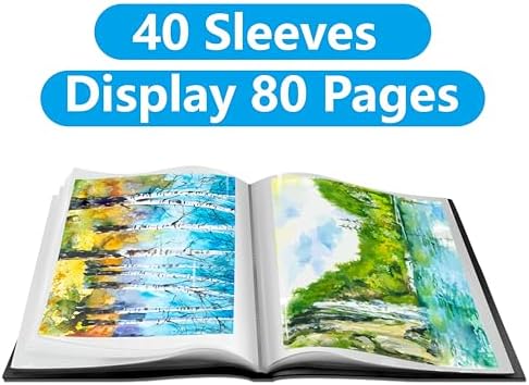 Art portfolio with 40 sleeves displaying 80 pages