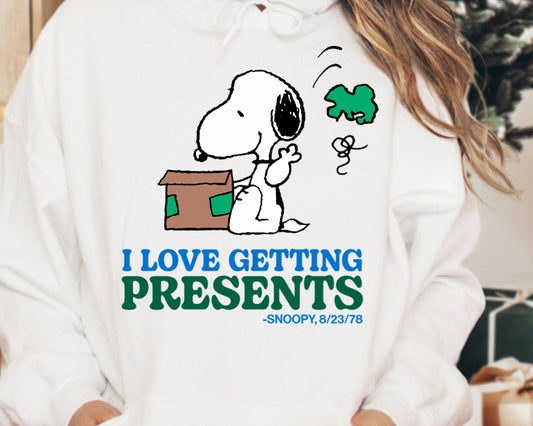 Sweatshirt Hoodie T-Shirt Christmas I Love Getting Presents Vintage