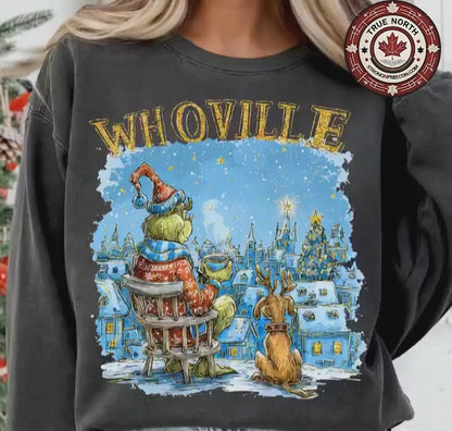 DTF Transfer Christmas Town Cozy Night Sweater Design