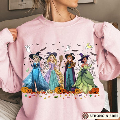 Halloween princess DTF transfer on sweatshirt