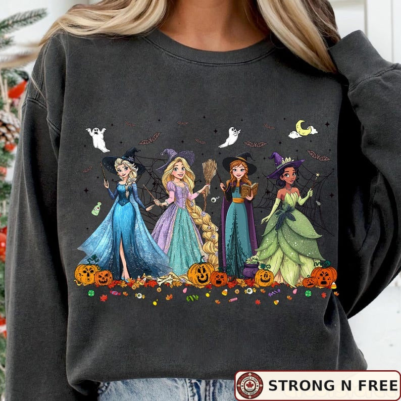 Halloween cartoon princesses DTF apparel mockup