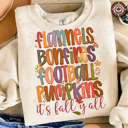Fall flannels bonfires football pumpkins transfer mockup