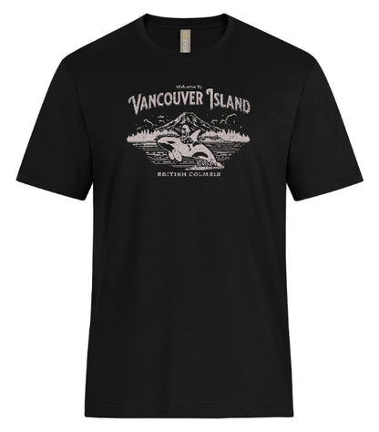 DTF Transfer Vancouver Island Orca Whale Mountain Scene British Columbia Retro Style