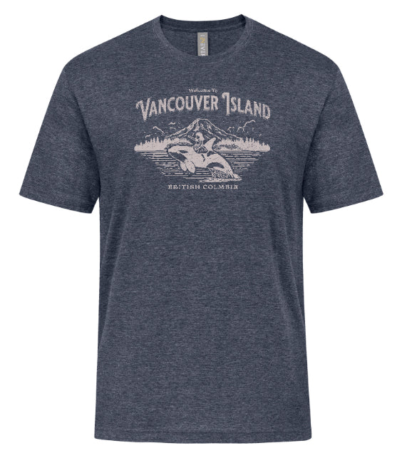 DTF Transfer Vancouver Island Orca Whale Mountain Scene British Columbia Retro Style