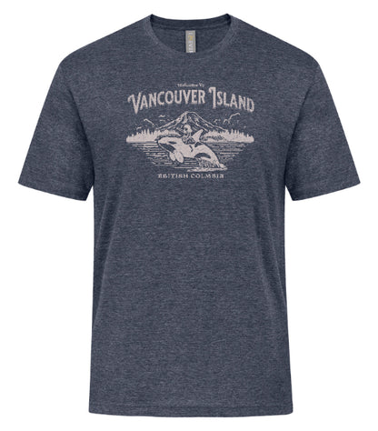 DTF Transfer Vancouver Island Orca Whale Mountain Scene British Columbia Retro Style