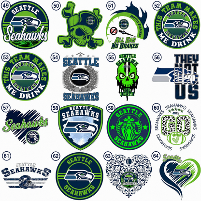 Seattle football DTF transfer design choices 49 through 64