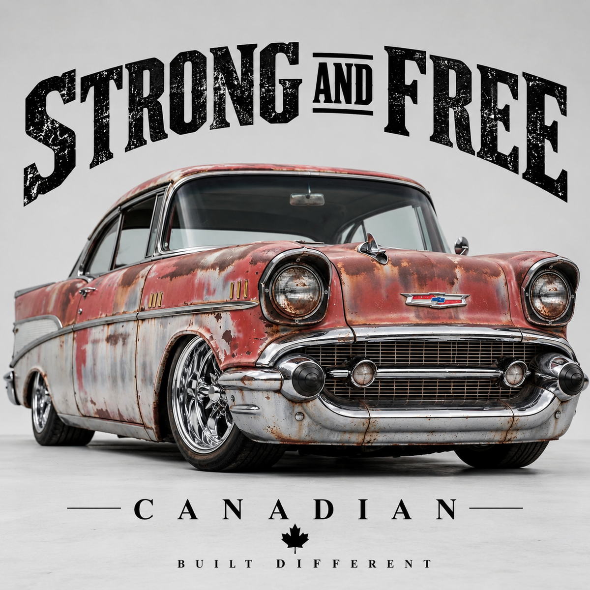 Strong and Free 1957 rust red Chevy classic car