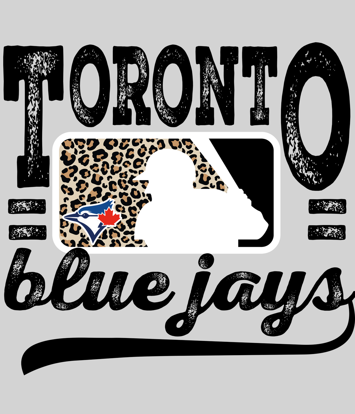 Toronto Blue Jayss Leopard Baseball DTF transfer on a light grey display background