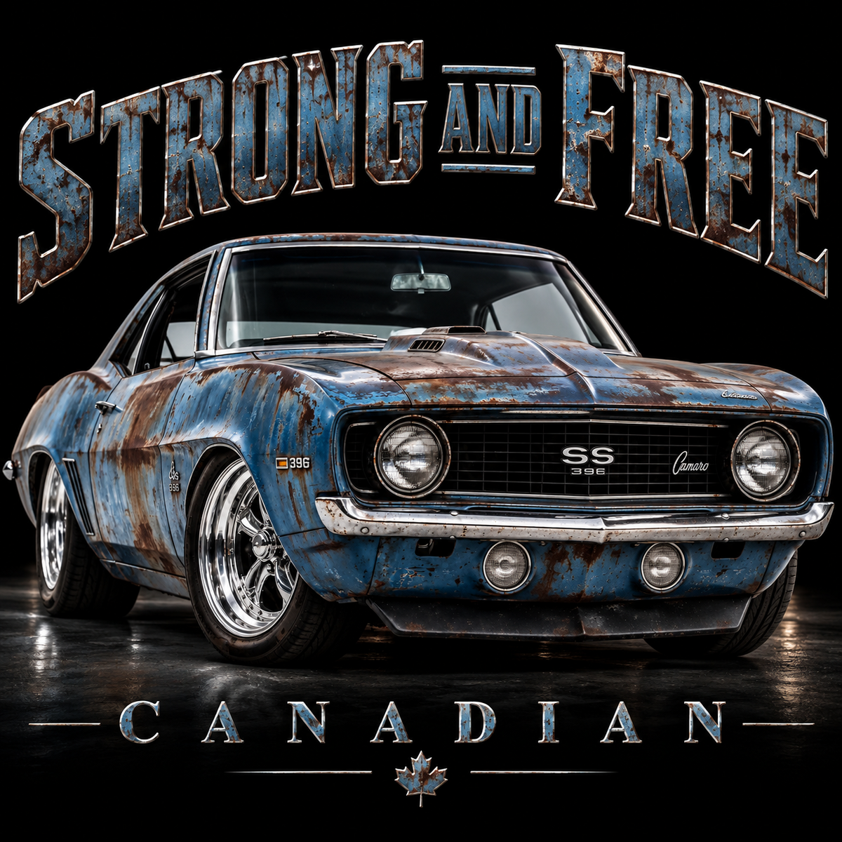 Strong and Free blue Camaro SS 396 classic car