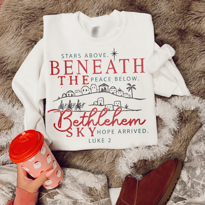 Beneath the Bethlehem Sky – Luke 2 printed garment design preview