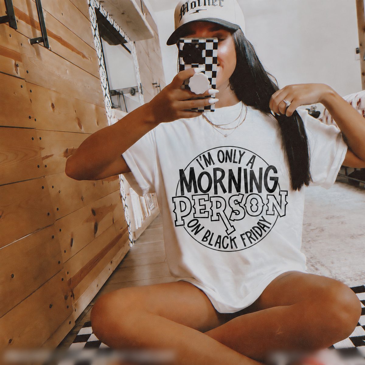 I'm Only a Morning Person on Black Friday printed garment design preview
