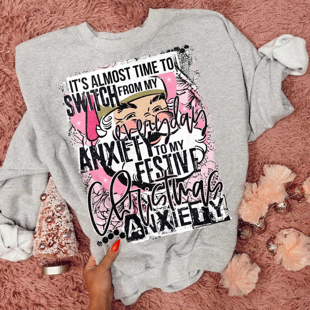 Festive Christmas Anxiety – Santa printed garment design preview
