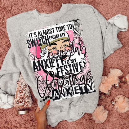 Festive Christmas Anxiety – Santa printed garment design preview