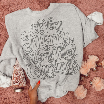 A Very Merry, Mercy-Filled Christmas printed garment design preview