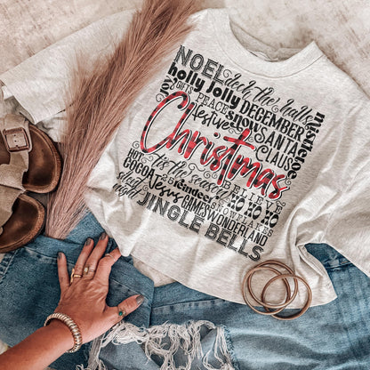 Christmas Holiday Words – Plaid Subway Art printed garment design preview