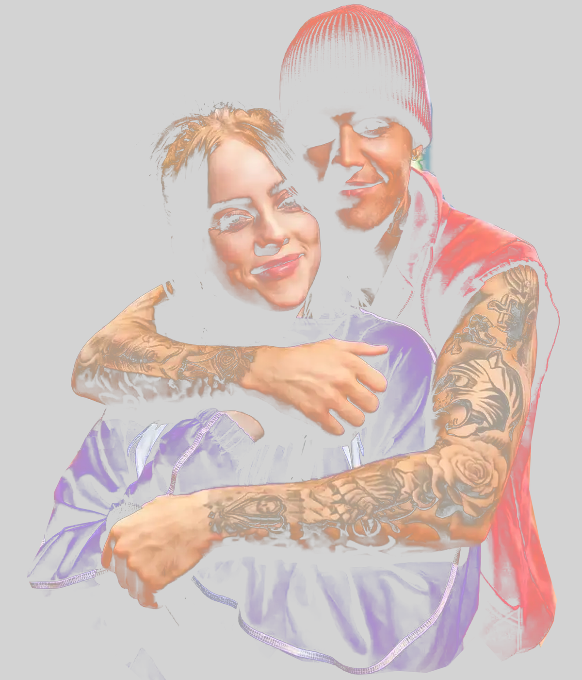 Eilish & Bieber - halftone — light grey display background