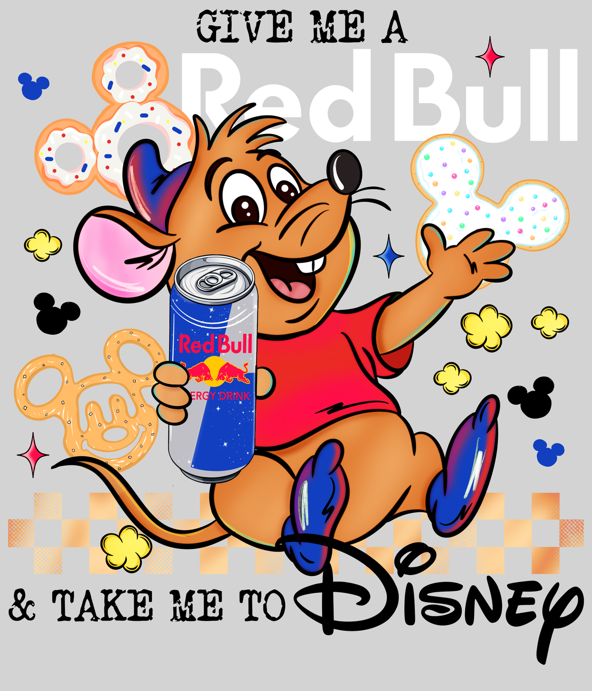 Take Me to Disney (Red Bull) — light grey display background