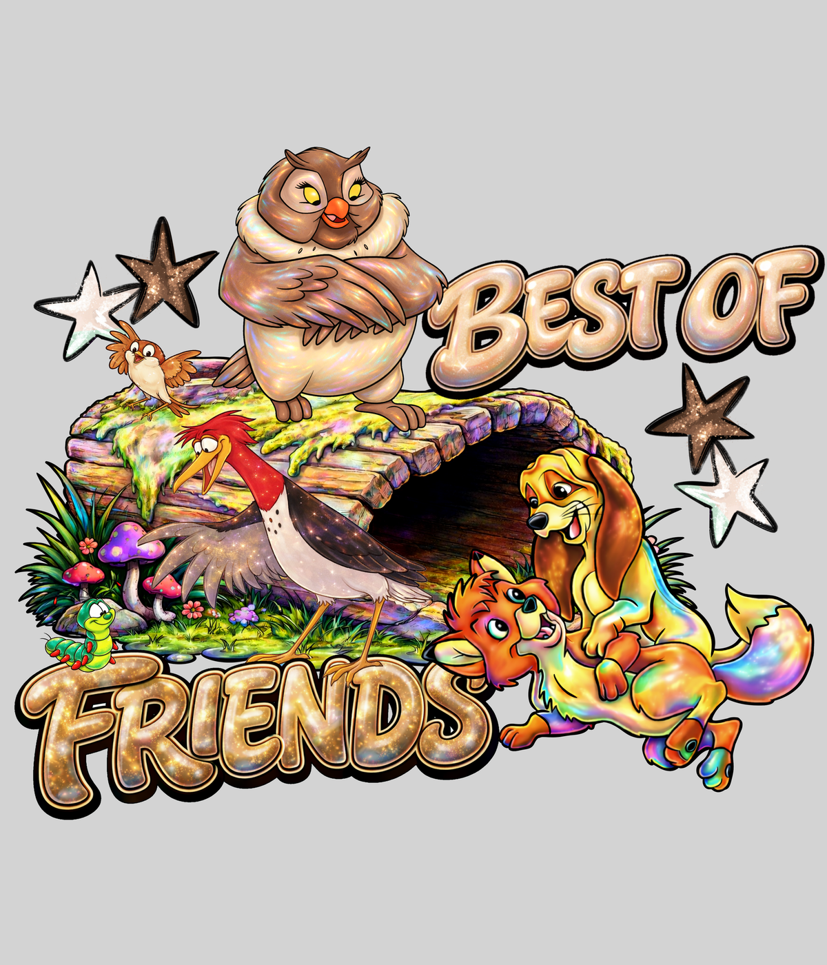 Best of Friends Fox & Hound — light grey display background