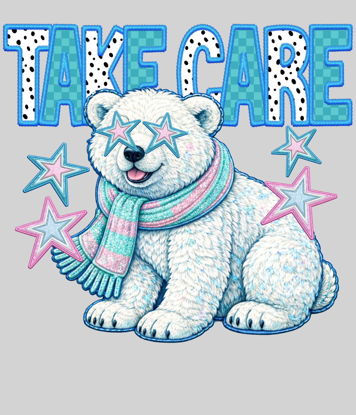 Take Care Polar Bear — light grey display background